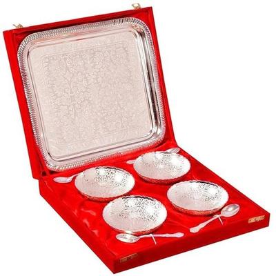 Massiv mässingsskålsats med bricka 100 ml, 9 st