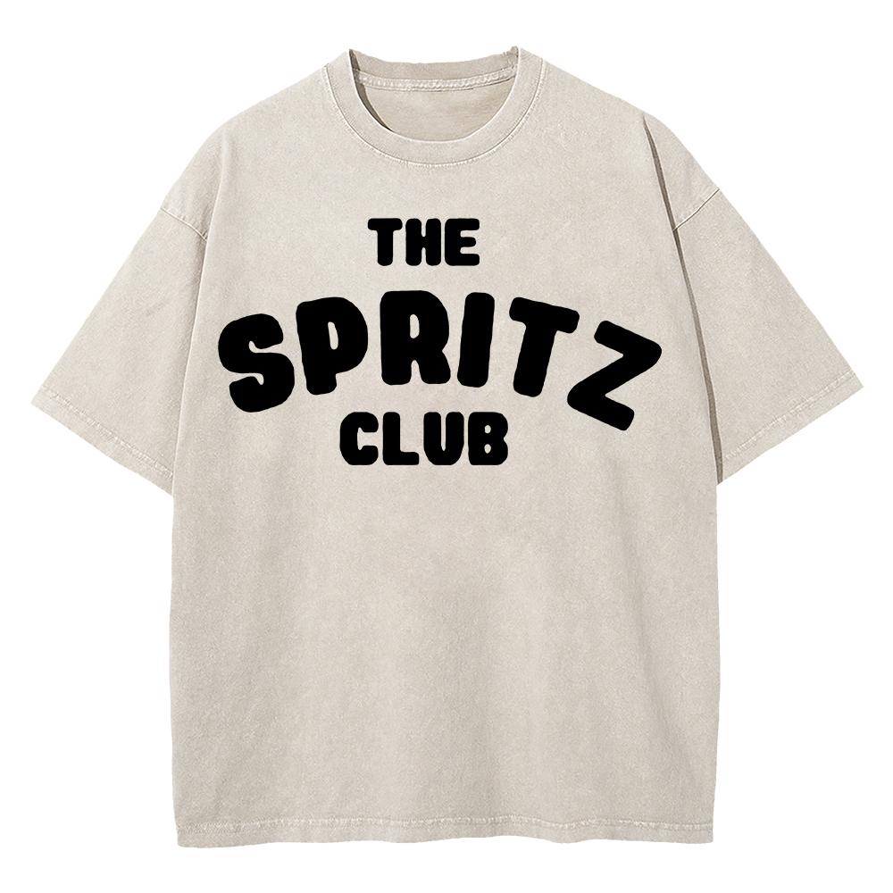 

Cotton Vintage Washed Aperol Spritz Club T Shirt Fashion MenWomen Aesthetic Graphic Lemon Cool Loose Acid Wash Tees Shirts S