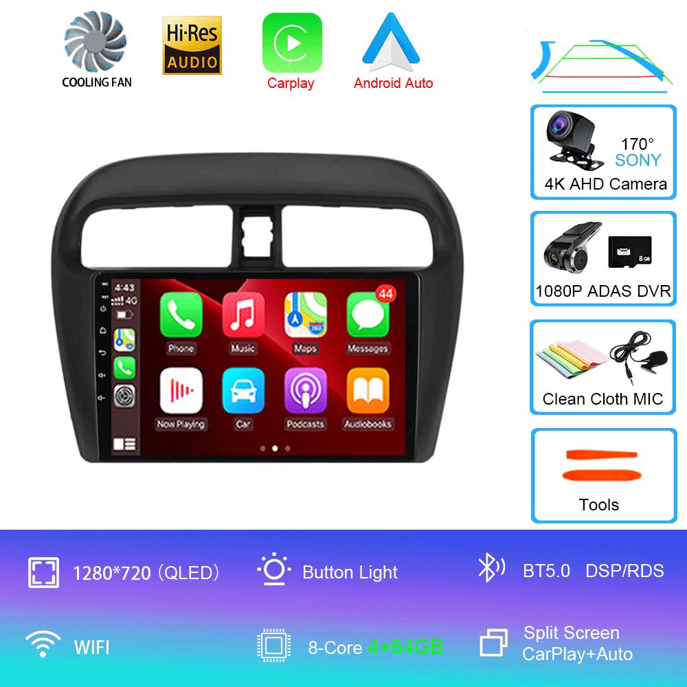 Android14 Car Radio For Mitsubishi Mirage Attrage 2012 - 2018 Multimedia Video Player Stereo GPS Navigation 5G WIFI DSP Carplay