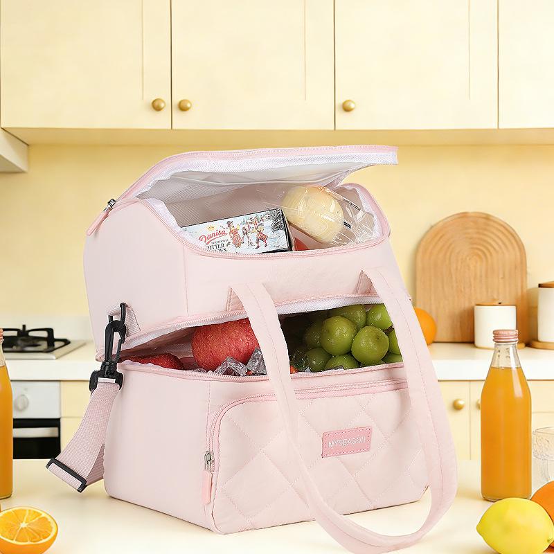 Large Capacity Double-Layer Insulated Picnic Bag with Thickened Aluminum Foil
