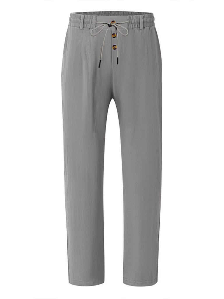 Summer Men's White Linen Pants - Casual Breathable and Perfect for Beach and Daily Wear Straight Leg Design