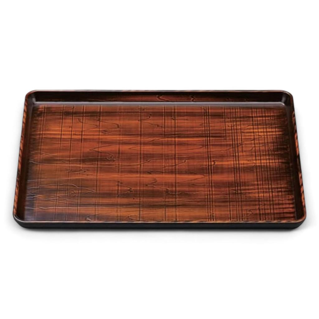 Roughly Carved Wide Tray with Tochigi Lacquerware Made In Japan J-kitchens 3-shaku (1.3m) (Tray) Lacquer, Non-Slip, 39cm, (ABS Resin),