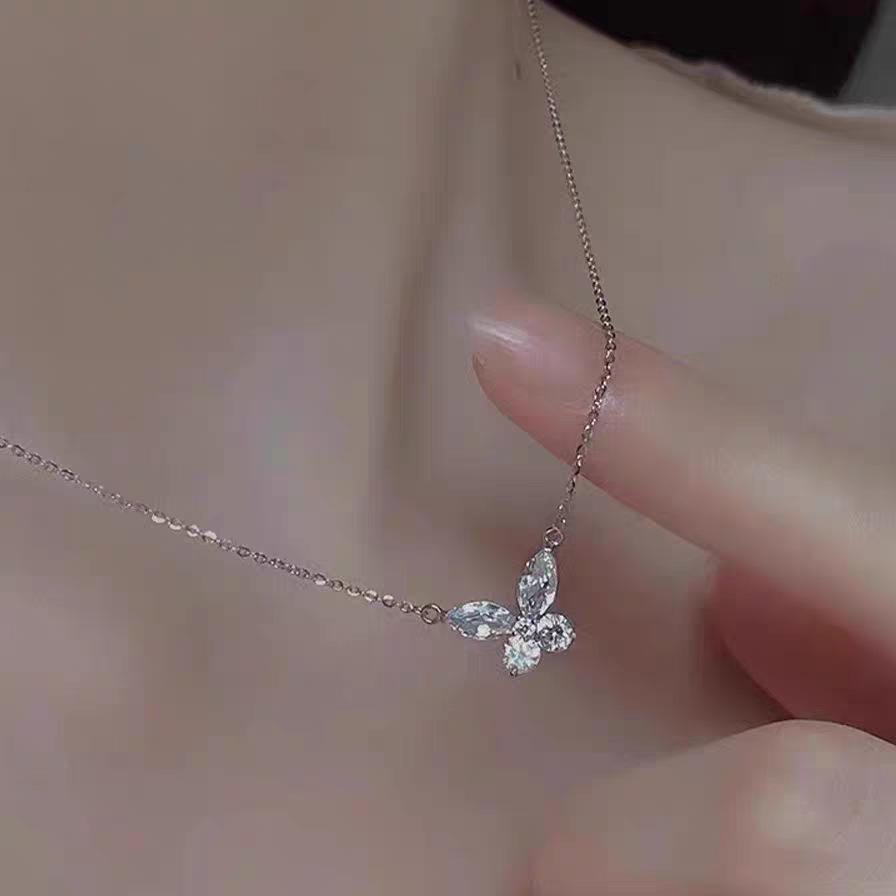 Elegante Damen S925 Sterlingsilber Perlenanhänger Halskette - Leichte Luxus Schlüsselbeinkette