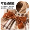 Adorable Dog Dress With Bow Plaid Cotton Outfit Small Medium Breeds Warm Winter Pet Clothing