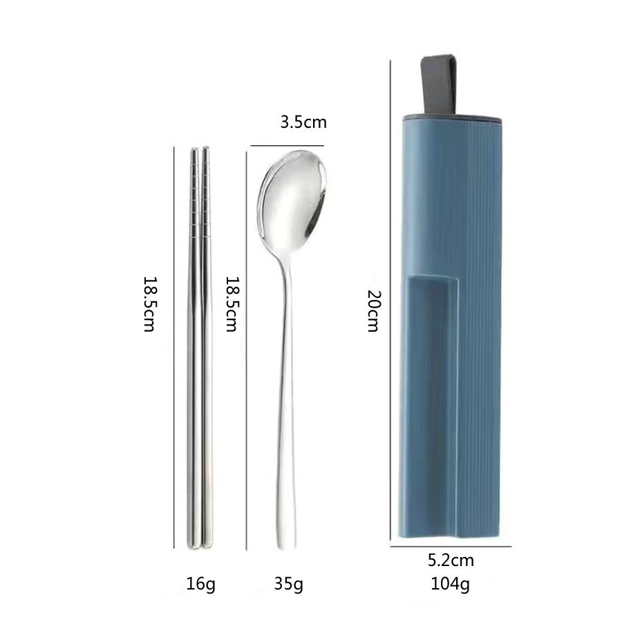 

3Pcs/2Pcs Portable Tableware Stainless Steel Spoon Fork Chopsticks with Storage Box Lunch Travel Kitchen School Cutlery Set