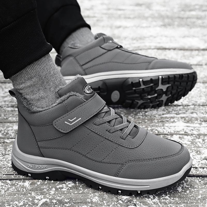 Men's Cotton Shoes, Snow Boots, Velcro, Fleece, Thickened Men's Boots, Cold-proof and Warm Cotton Boots