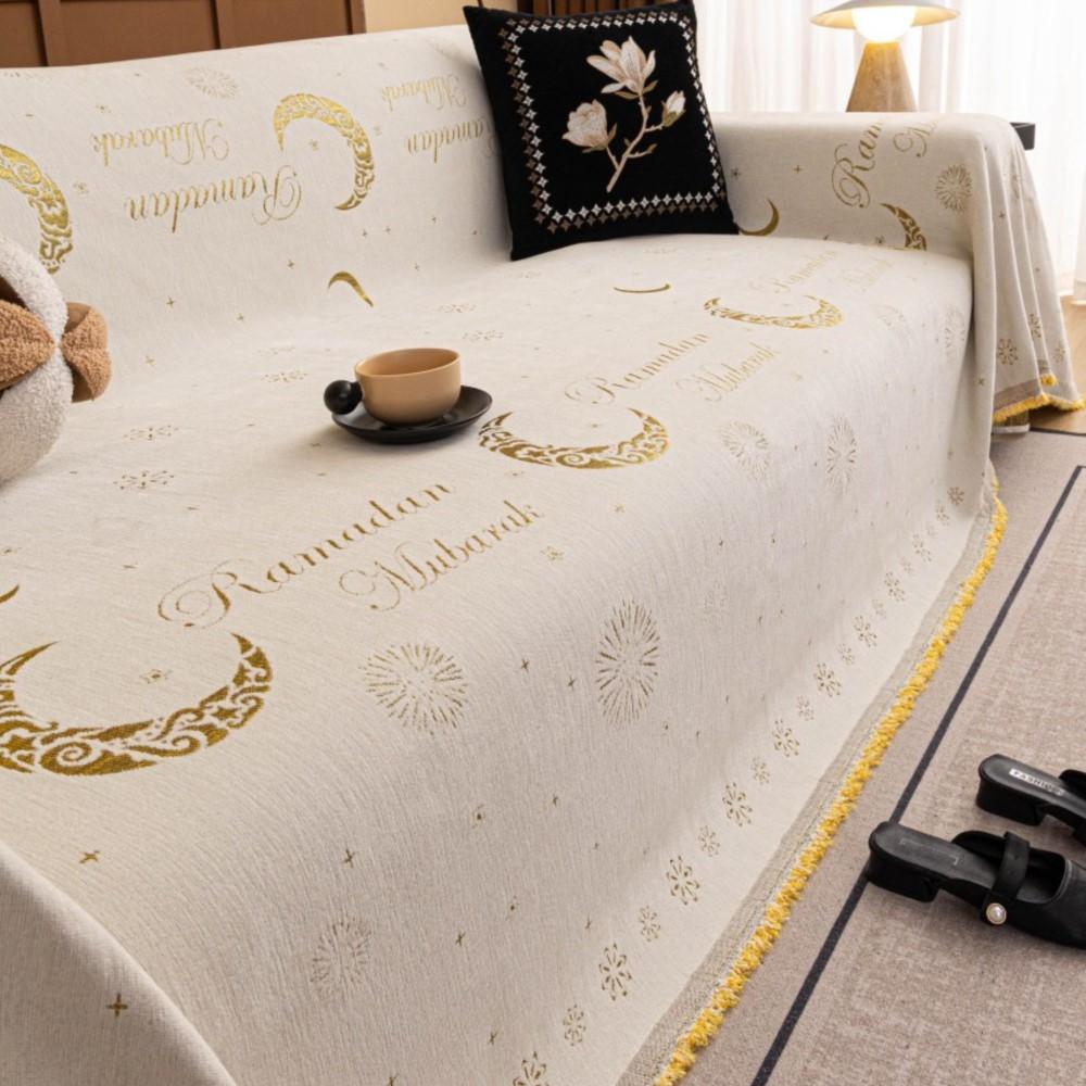 Moon Print Modern Chenille Sofa Mats Full Coverage Thicken Four Seasons Universal Sofa Throw Cover Blanket Mats 180x130cm