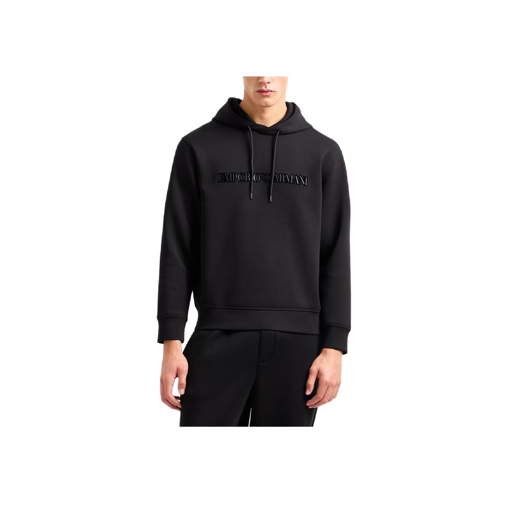 Emporio Armani Fw24 Solid Color Letter Logo Long Sleeve Sweatshirt Men Sweatshirt Black 6D1M94-1JHSZ-0035