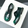 Fashion Leisure Business Men Leather Shoes Patent Leather Fashion Shiny Designer Wedding Fashion Dress Party Derby Shoes Green Moccasins