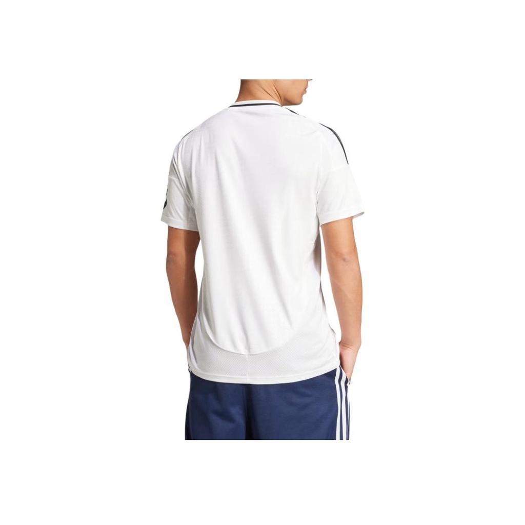 Adidas Striped Logo V-Neck Slim Fit T-Shirt Men Tops White JX2136