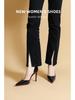 Women's Black Stiletto High Heels with Red Bottom, Side Cutout, and Pointed Toe - 2025 New Patent Leather Nightclub Shoes