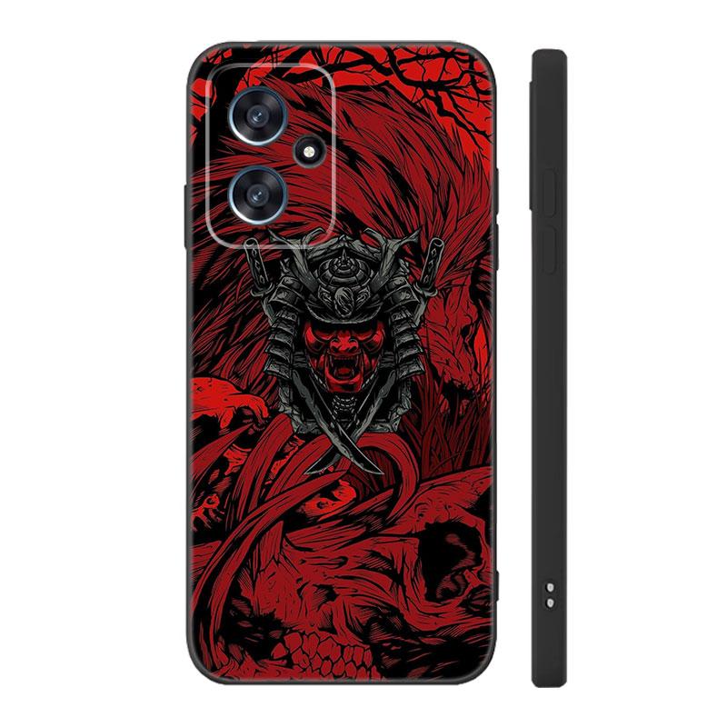 Japanese Samurai Art Black Silicone Phone Case For Xiaomi POCO X3 X4 NFC F3 F4 GT F5 M3 M4 M6 X5 X6 Pro 5G C55 C65 M5