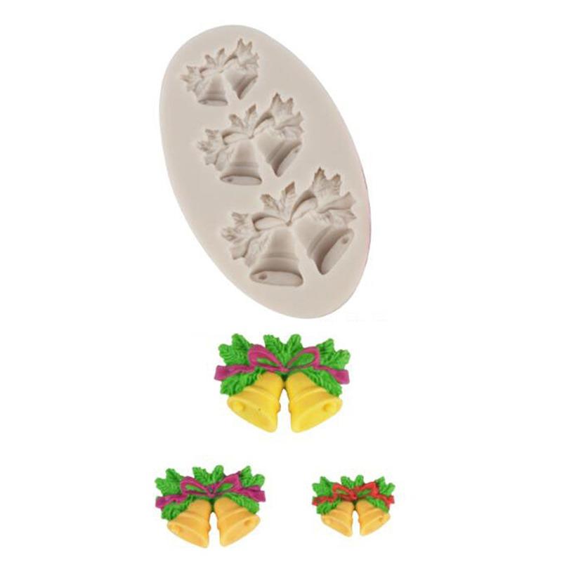 

3D Рождественский колокольчик Силиконовая форма Форма для мастики Инструменты для украшения торта Формы для шоколада, гампасты, Сахарное искусство, Кухонная выпечка светло-серый