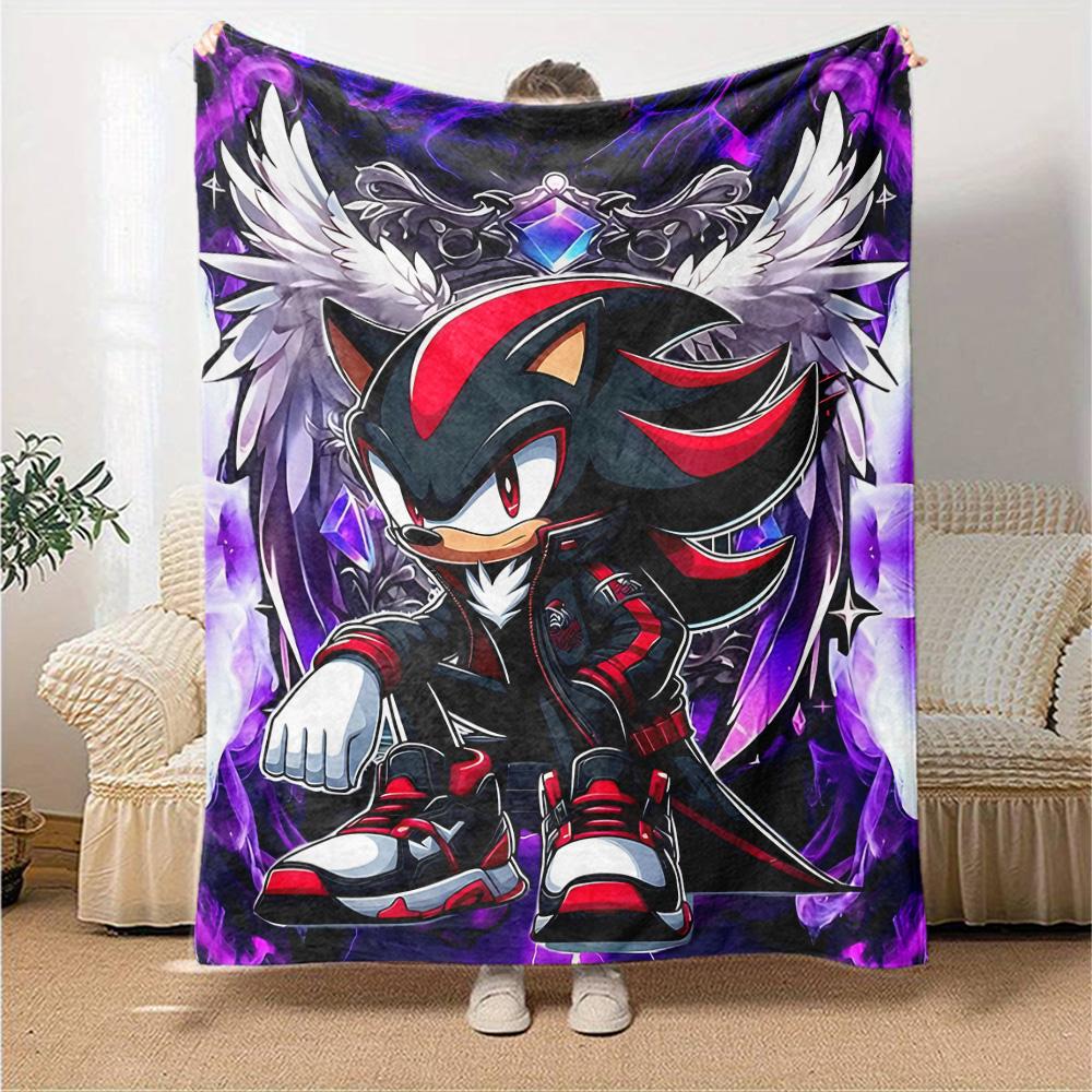 Shadow Hedgehog Artwork Flannel Blanket Super Soft Warm Cozy Blanket For Sofa Bed Office Travel Allseason Home Decor Gift