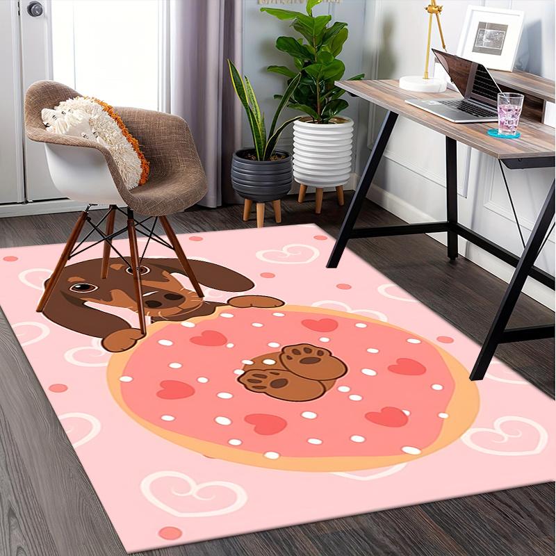 Chair Mat Office Carpet Oversized Pink Donut with Cute Dog Design, Perfect for Home Decor, Sofa Rug, and Office Use As a Gift for Any Room