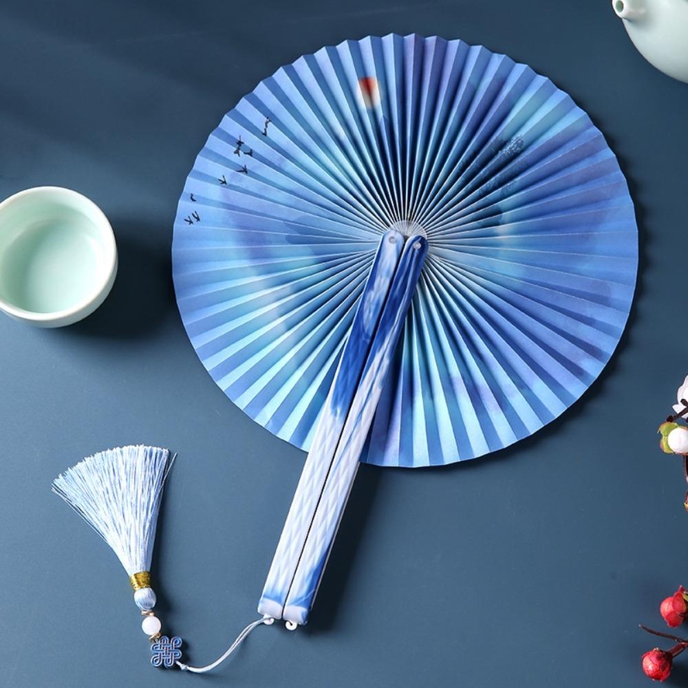 with Tassel Chinese-Style Shell Fan Magnetic Plastic Handle Retro Handheld Fan Home Decoration