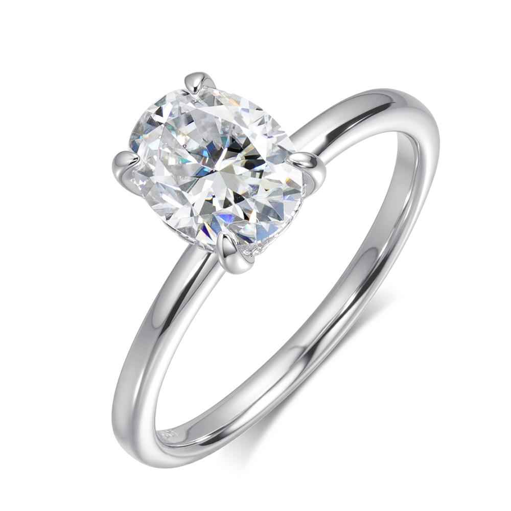 

KNOBSPIN D VVS1 Oval Moissanite Rings 4 Prong Setting Classic Trendy Women Engagement Wedding Band GRA Certified 925 Sliver Ring 5&1ct 5x7mm