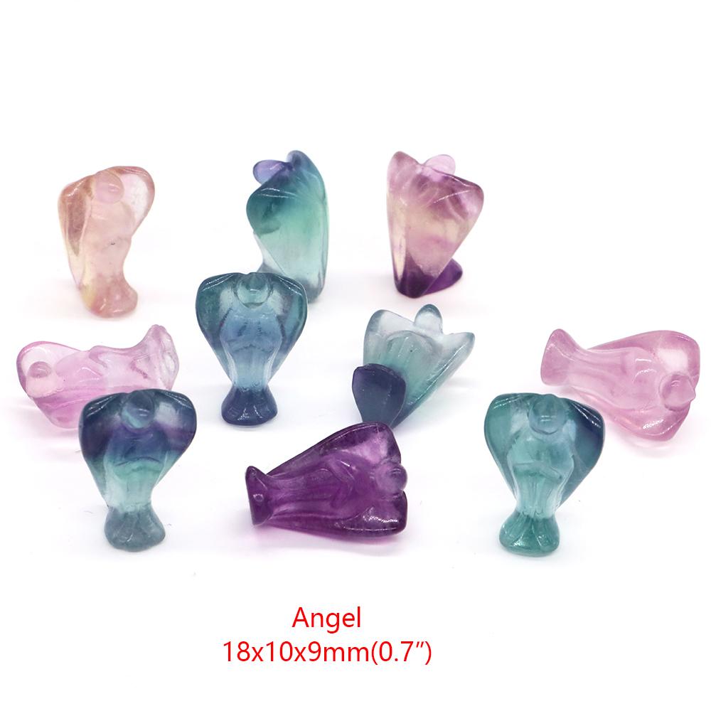Natural Fluorite Crystals Mini Cartoon Animal Statue Reiki Healing Stones Carved Gemstone Crafts Home Decoration Ornament Gifts