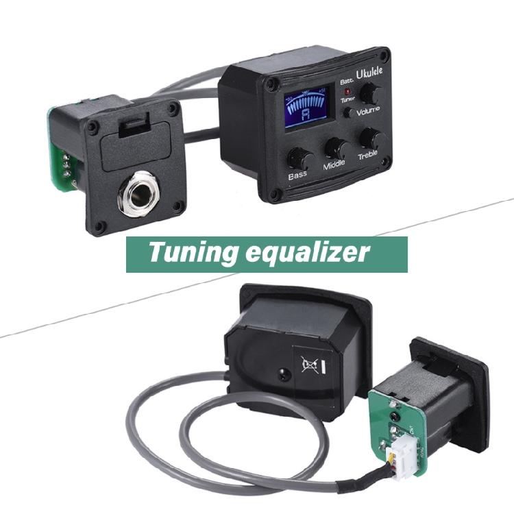 Guitar Preamp Pickup Digital Tuner Systems 3-Band Equalizer Ukulele Piezo Pickup with LCD Display and Volumes Control