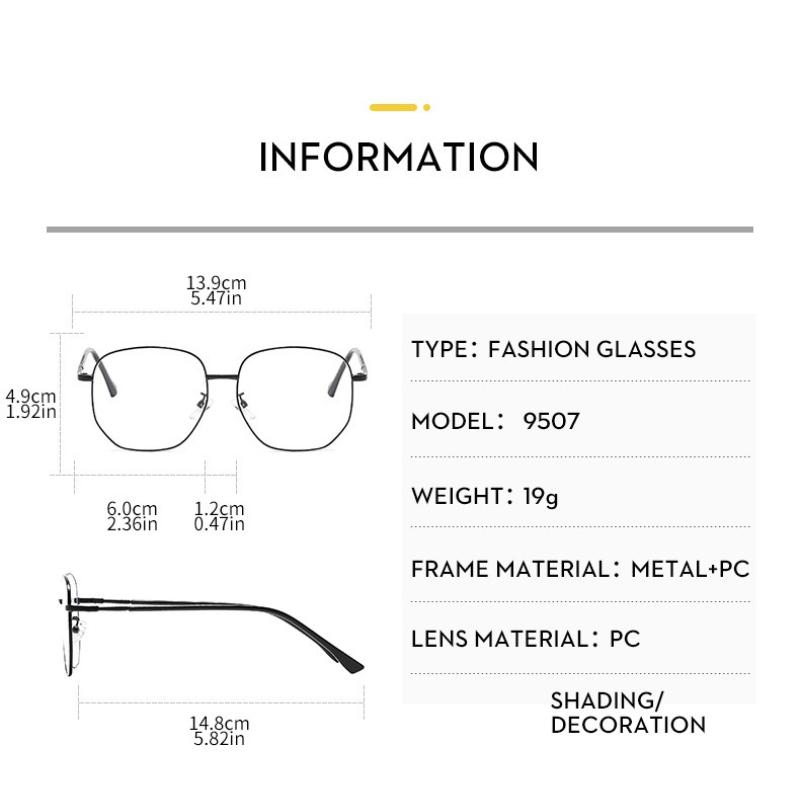 Women's Glasses Men's Fashion Large Frame Metal Glasses