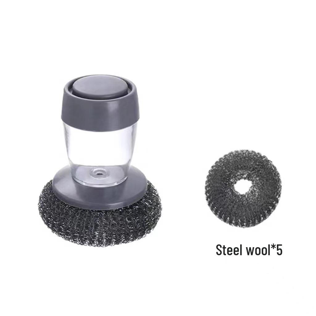 Premium Long-Handled Liquid-Dispensing Pot and Dish Brush for Efficient Kitchen Cleaning