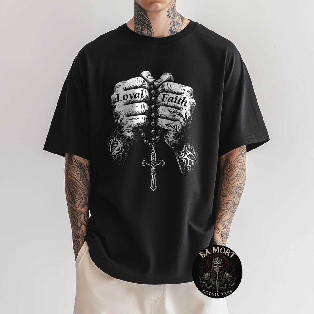 Tattooed Hands Rosary Cross Religious Chicano Mexican TShirt Unisex T-Shirt S