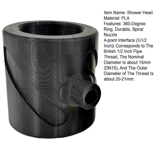 Duschhuvud Kraftfull Superladdning Hydromassage 360-graders Ring Vattenstråle Spiralmunstycke Standardgänga Allroundrengöring Duschhuvud