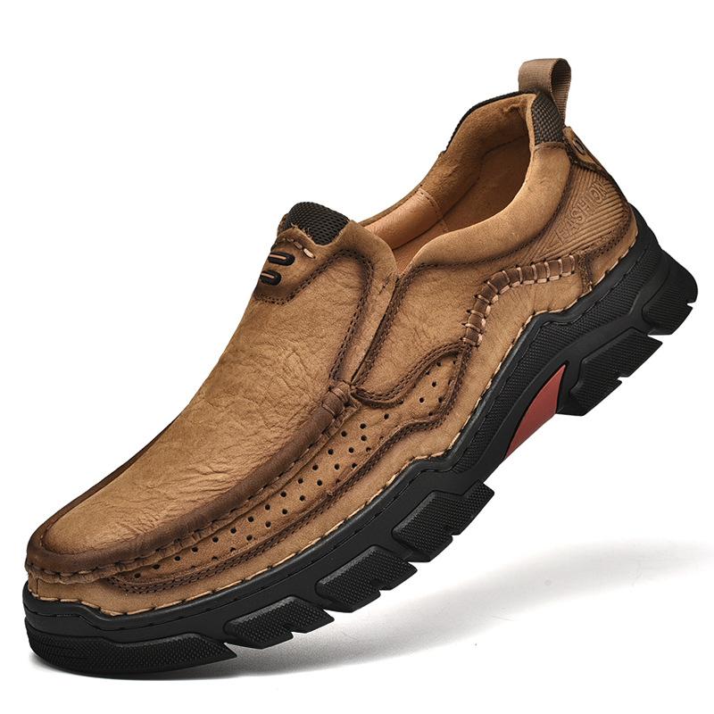 Autumn and Winter Plus Size Men's Shoes Soft Bottom Leather Outdoor Casual Shoes Non-Slip Tooling Men's British Trend Leather Shoes