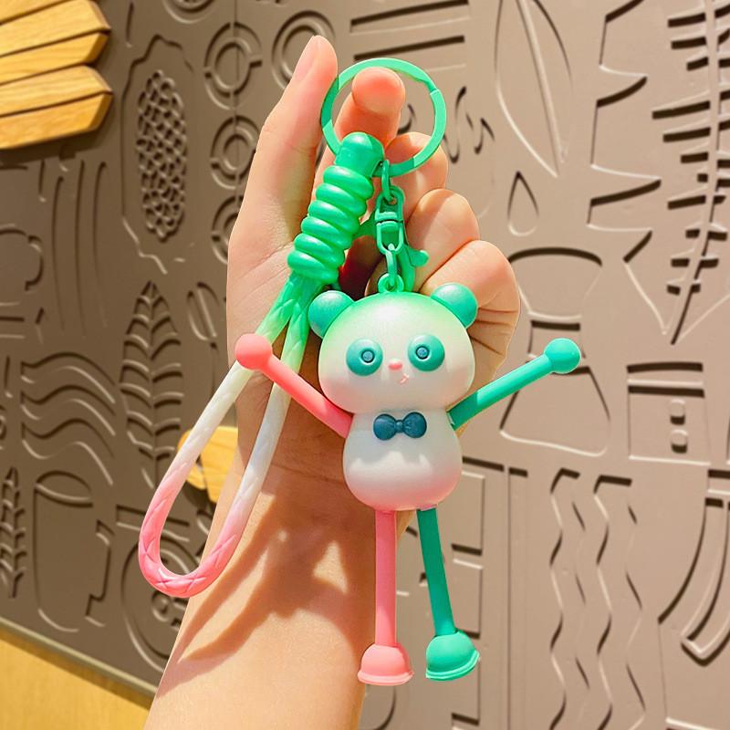 

Gradient Stretching Cartoon Panda Doll Couple Car Keychain Backpack Pendant зелений