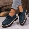 Women's Autumn Lace-Up British Style Loafers, Retro Thick-Soled Platform Footwear, Available In Large Sizes.