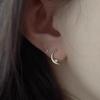 Real  Sterling Silver Geometric Moon Zircon Stud Earrings for Women Personality Fine  Minimalist Trendy Accessories