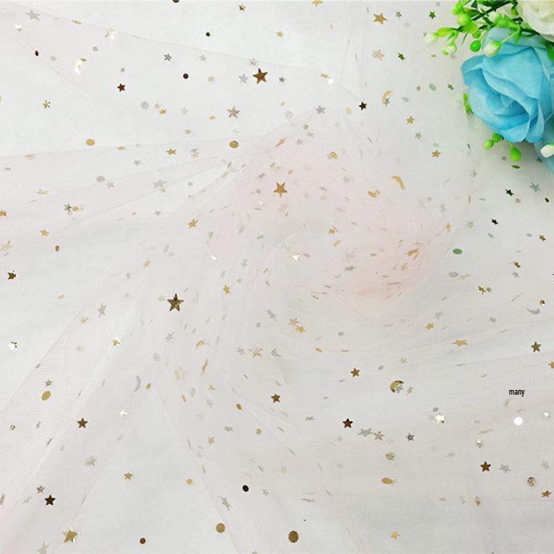 Țesătură Tulle Pre-Tăiată cu Lună Stelată pentru Buchete, Fuste de Masă și Rochii de Păpuși