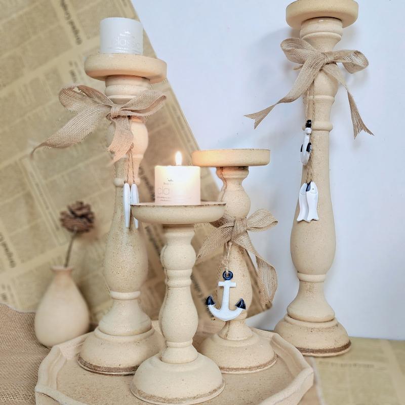 1/2PC Candle Holders Party Table Decor Home Decor Candles Stickers Minimalist Roman Column Photo props Wooden Vintage Rustic