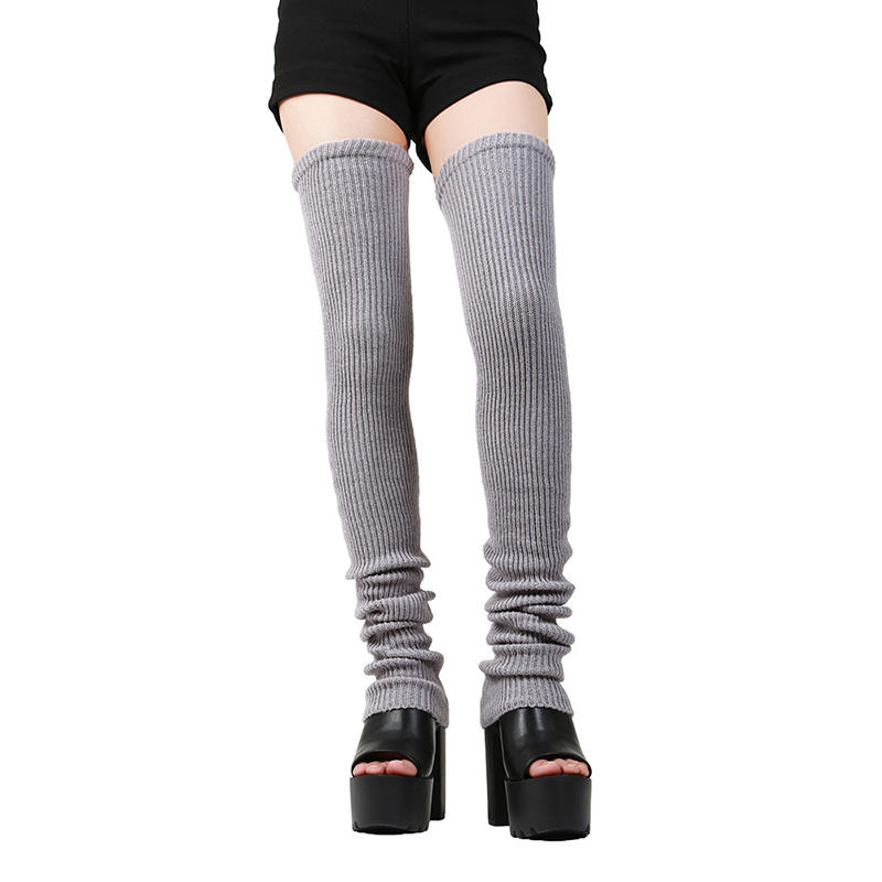 JK Knitted Leg Warmers Lengthened Mid-high Warm Knee Socks Leggings Multicolor Lolita Women Over The Knee Home Winter Long Socks