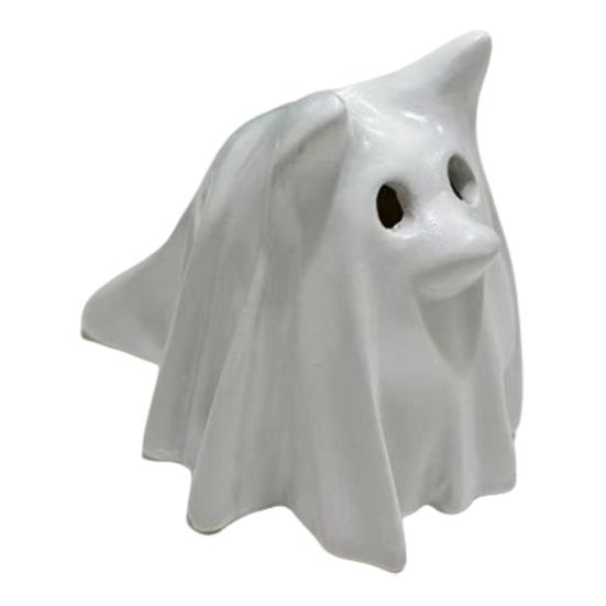 Halloween Ghost Animal Figurine Draped Ghost Dog Cat Statue Resin Spooky Tabletop Ornaments for Home Party Haunted House Decor