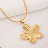 Vintage Stainless Steel Flower Pendant Necklace for Women Gold Plated Floral Metal Snake Chain Necklace Aesthetic Jewelry Gifts