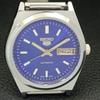 AUTOMATIC VINTAGE SEIKO 5 REFURBISHED JAPAN MENS BLUE COLOR DIAL WATCH A440668-4 Sk-a440668