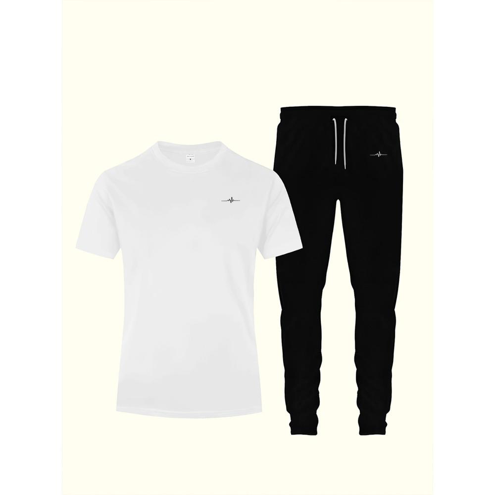 Men's Classic and Fashionable Casual Sports Pants and Short Sleeves Set, with Comfortable and Soft Fabric, Suitable for Daily Wear or Travel