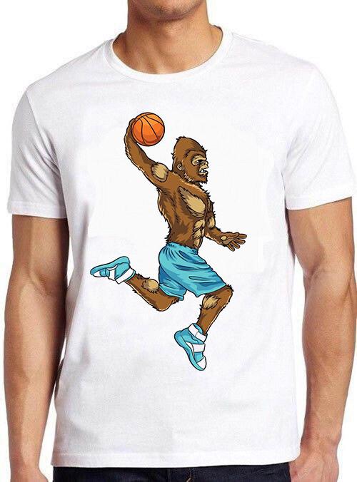 Bigfoot Playing Basketball Funny Cool Meme Cult Movie Gift Tee Unisex T-Shirt XXXL