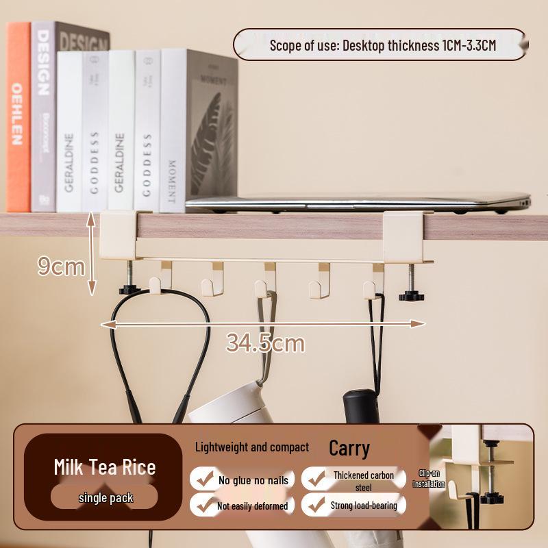 

Universal No-Drill Desk Hook: Backpack & Hanging Storage for Office or Student Use New Rich Storage Design