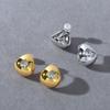 High-Grade Metal C-Inlaid Zircon Earrings S925 Silver Needle Earrings Mori Niche Sweet Temperament Earrings