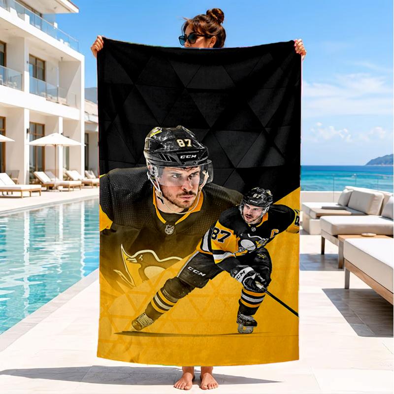 Pittsburgh Hockey Player Crosby Beach Towel, Super Soft Microfiber, Perfect Gift for Her/Him, Birthday, for Pool, Beach, Travel, Decor Beach Party
