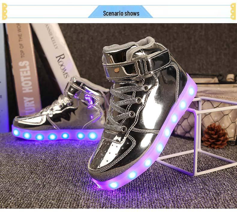 LED Light-Up High-Top Kids' Fashion Sneakers