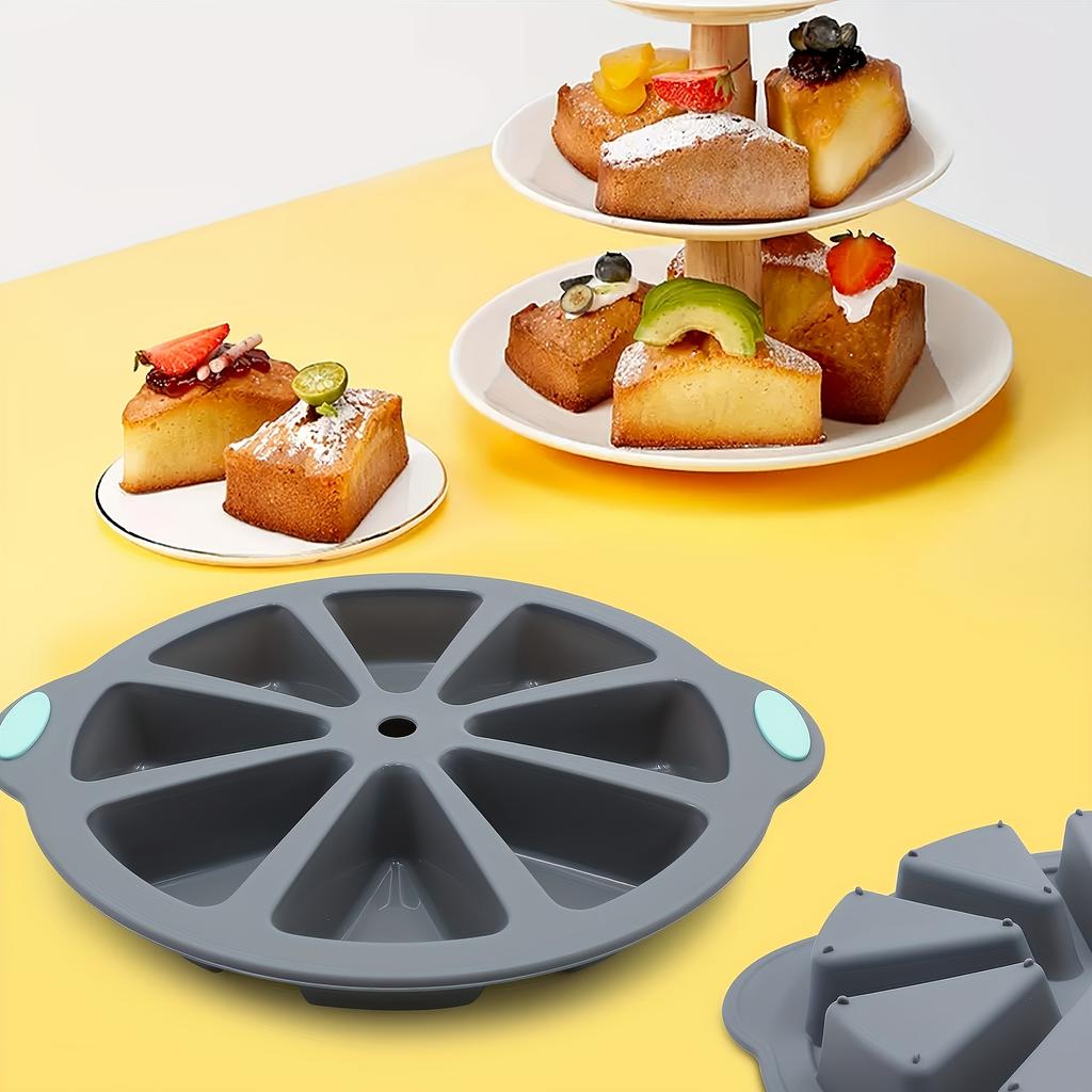 Silicone Triangle Cake Mold Set - Non-stick, 8-well Baking Pan for Brownies, Pancakes, Cupcakes,Etc. - Perfect for Weddings,Festivals and Daily Baking