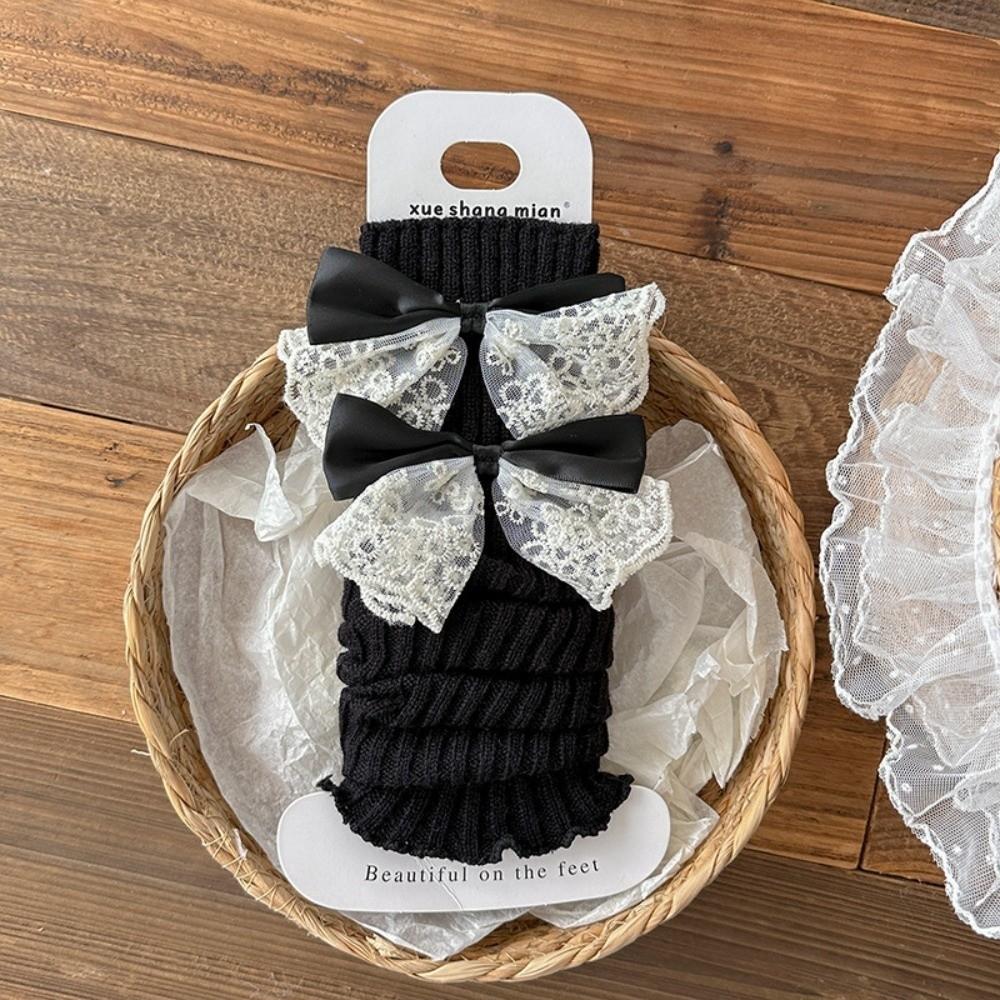 Bow Foot Cover Knitted Bow Leg Warmers Kawaii Long Stockings  Girls Fashion