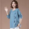 Spring Women Blouses Long Sleeve Print Element TShirts Casual Round Neck Ladies Tops Pullover