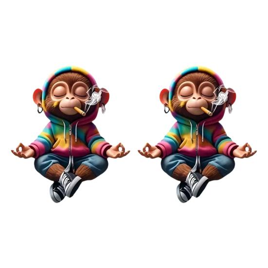 Auto Lufterfrischer Clips Niedlicher Affe Acryl Auto Lüftungsklemme mit Duftschwamm 2D Klimaanlagen Clip Dekoration für Armaturenbrett Neuheit Geschenk für Auto