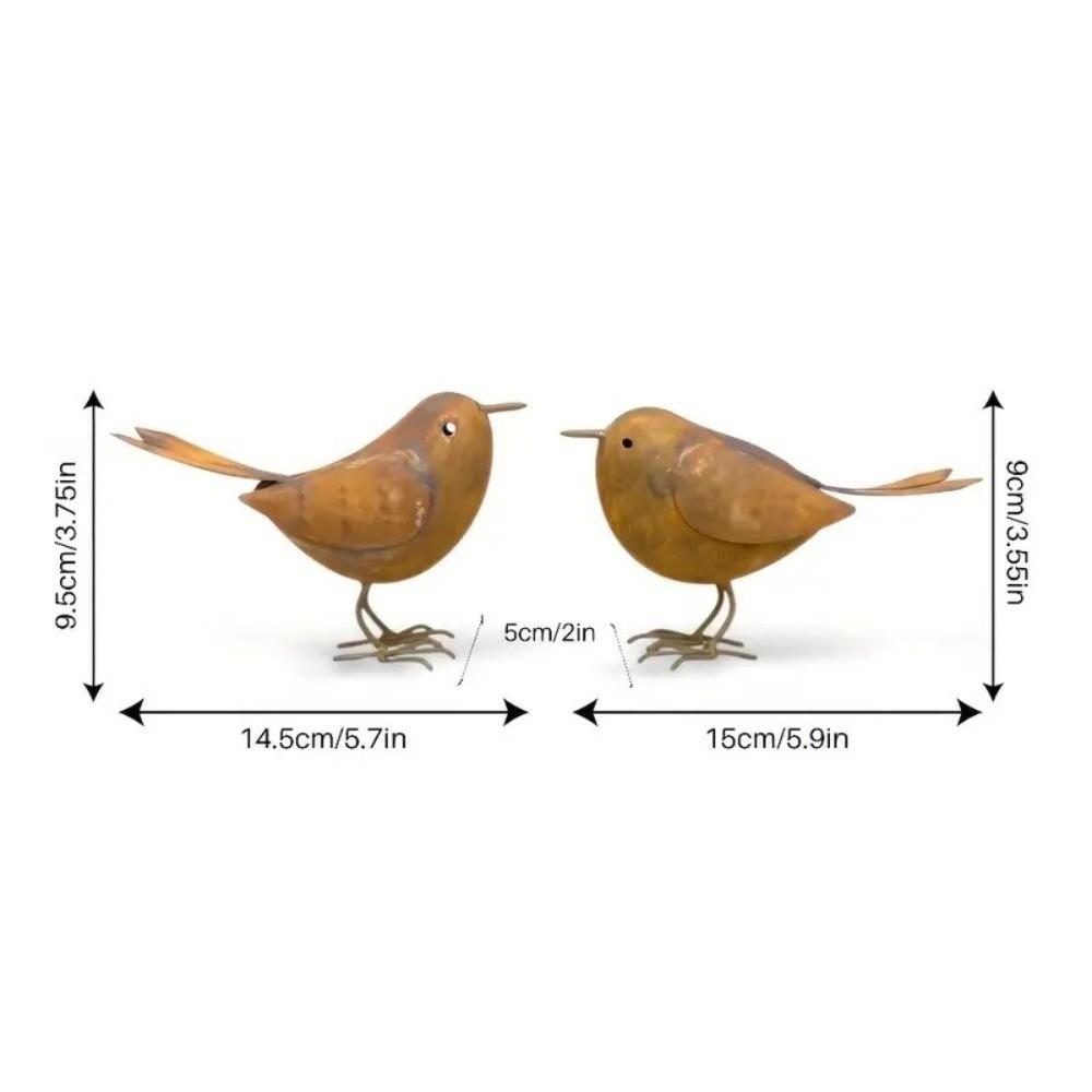 Funny Iron Art Bird Ornaments Rusty Retro Bird Statue Metal Bird Sculptures  Outdoor Lawn