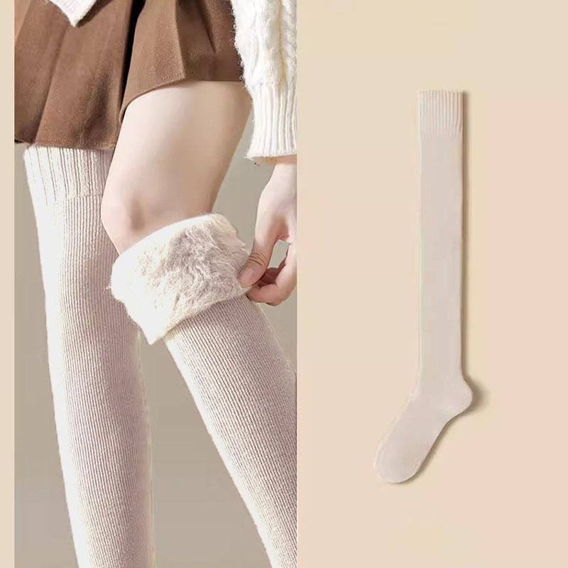 Winter Warme Lange Socken Schlauch Dick Hoher Schlauch Über Knie Kniehoch Strumpfwaren Socken Einfarbige Damen Verdicken Wadenstrumpf