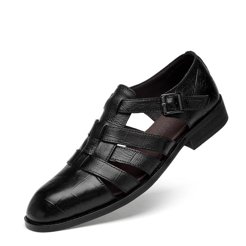 Men s Summer Breathable Leather Sandals - Casual Perforated Dad Shoes 45